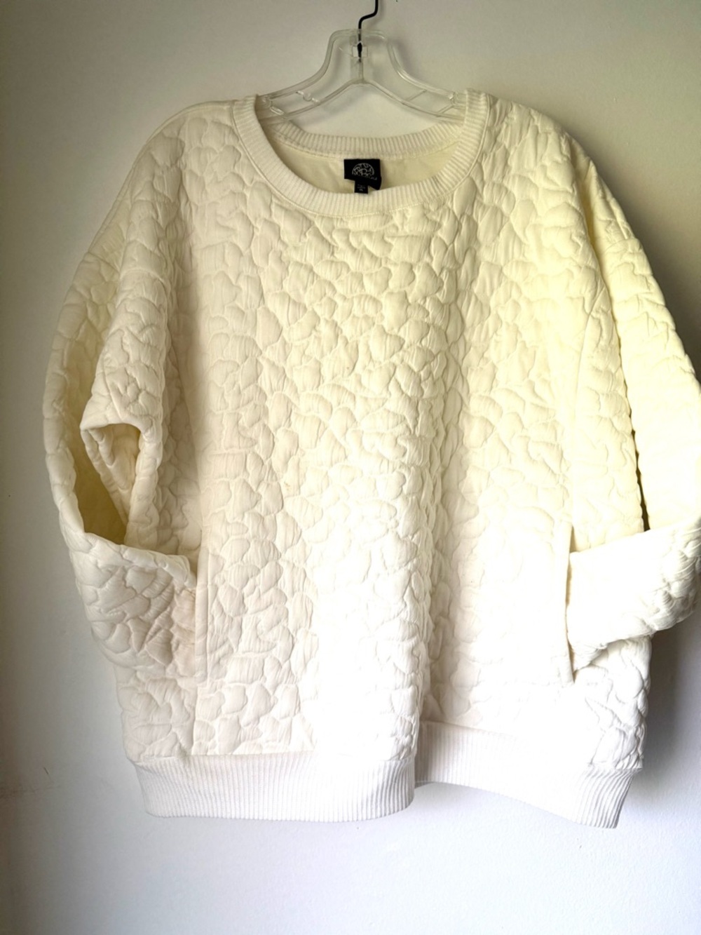 Bobeau White Quilted Sweatshirt With Pockets Coastal Resorts Vibes Women XL